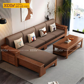 Mẫu Sofa Gỗ Căm Xe Hiện Đại Góc L Cho Không Gian Nhỏ