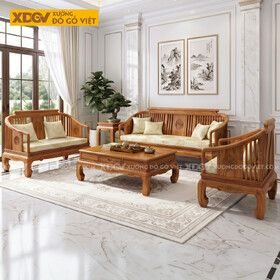 Mẫu Sofa Gỗ Gõ Đỏ Tân Cổ Điển Khung Nan Mềm Mại Chân Cong
