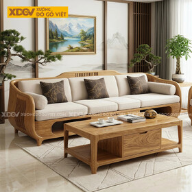 Mẫu Sofa Hiện Đại Gõ Đỏ Phối Ngăn kéo Khung Uốn Uyển Chuyển