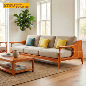 Mẫu Sofa Phòng Khách Gỗ Gõ Đỏ Bắc Âu Tay Lượn Nghệ Thuật