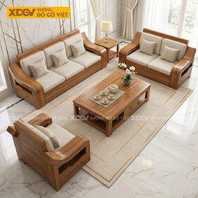 Mẫu Sofa Phòng Khách Gỗ Gõ Đỏ Chân Bệt Tay Cong Nghệ Thuật