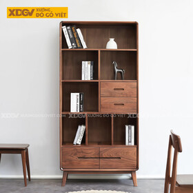 Mẫu Tủ Để Sách Gỗ Óc Chó Chân Vuốt Phối Kệ Mở Bố Cục...