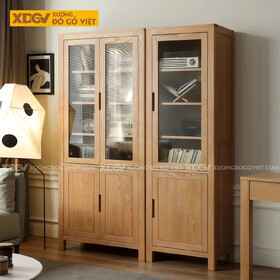 Mẫu Tủ Để Sách Gỗ Sồi Mỹ Phối Cánh Kính Kèm Tủ Kín Phía...