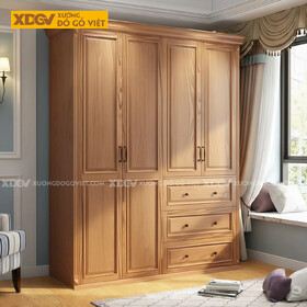 Mẫu Tủ Quần Áo Phòng Ngủ Gỗ Gõ Đỏ Tích Hợp Ngăn Kéo Đa Dạng