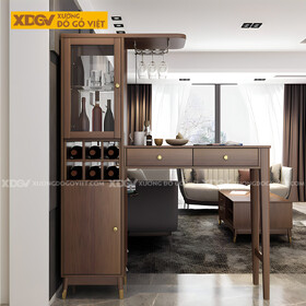 Mẫu Tủ Rượu Gỗ MDF Thiết Kế Bàn Bar Mini Phong Cách Châu Âu