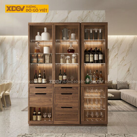 Mẫu Tủ Rượu Hiện Đại Gỗ Óc Chó Kết Hợp Tủ Kính Kèm...