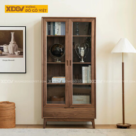 Mẫu Tủ Sách Gỗ Óc Chó Kèm Ngăn Kéo Kết Hợp Chân Vuốt Độc...