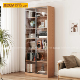 Mẫu Tủ Sách Venner Sồi Thiết Kế Chân Kịch Sàn Kèm Cánh Kính