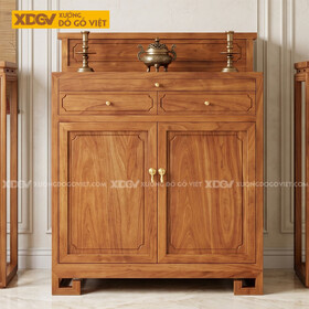 Mẫu Tủ Thờ Gia Tiên Gỗ Gõ Đỏ Cánh Chạm Chỉ Chân Cách Điệu