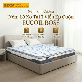 Nệm Lò Xo Túi Kim Cương 3 Viền Ép Cuộn Eucoil Boss
