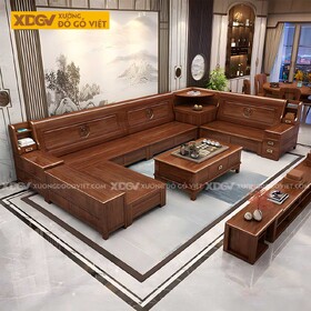 Sofa Gỗ Gõ Đỏ Tự Nhiên Dạng Hộp Chạm Khắc Họa Tiết Bông Hoa