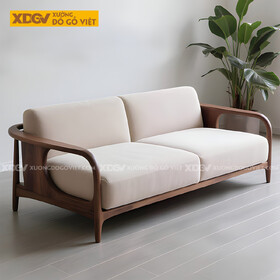 Sofa Sồi Mỹ Japandi Tối Giản Thanh Lịch Tay Tựa Uốn Cong