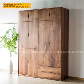 Tủ Áo Gỗ Óc Chó Hiện Đại Đa Năng Nhiều Ngăn Chứa Tay Nắm Âm