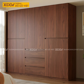 Tủ Áo Gỗ Veneer Sồi Hiện Đại Tối Giản Màu Óc Chó Sang Trọng