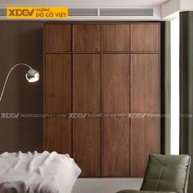 Tủ Áo Quần Gỗ Óc Chó 4 Cánh Hiện Đại Tay Nắm Thanh Ngang