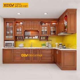 Tủ Bếp Gỗ Veneer Gõ Đỏ X2497