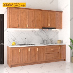 Tủ Bếp Gỗ Veneer Gõ Đỏ X6809