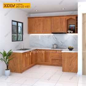 Tủ Bếp Gỗ Veneer Gõ Đỏ X6814