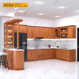 Tủ Bếp Gỗ Veneer Gõ Đỏ X6971
