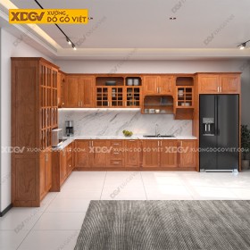 Tủ Bếp Gỗ Veneer Gõ Đỏ X7002