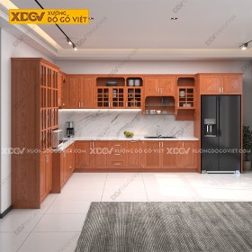 Tủ Bếp Gỗ Veneer Sồi X7003