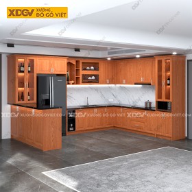 Tủ Bếp Gỗ Veneer Sồi X7007