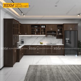 Tủ Bếp Gỗ Veneer Sồi X7046
