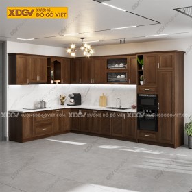 Tủ Bếp Gỗ Veneer Sồi X7050