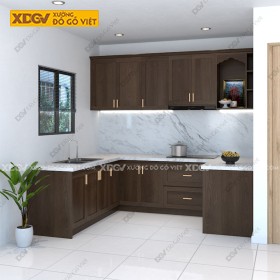 Tủ Bếp Gỗ Veneer Sồi X7052