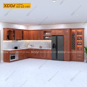 Tủ Bếp Gỗ Veneer Xoan Đào X6795