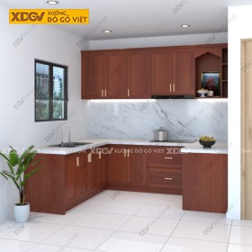 Tủ Bếp Gỗ Veneer Xoan Đào X6815