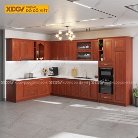 Tủ Bếp Gỗ Veneer Xoan Đào X6968