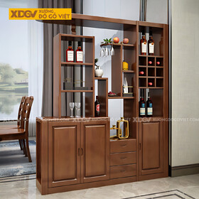 Mẫu Tủ Để Rượu Phòng Khách Hiện Đại Gỗ Cao Su Đa Tầng Đa Kệ