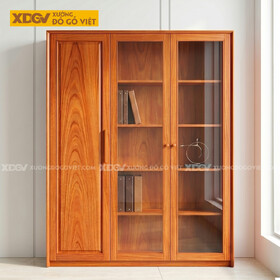 Tủ Đựng Hồ Sơ Gỗ Gõ Đỏ Chân Bệt Cánh Kính Đa Tầng Kệ...
