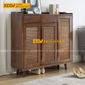 Tủ Giày Dép Gỗ Căm Xe Thiết Kế Có Kệ Nóc Để Trang Trí