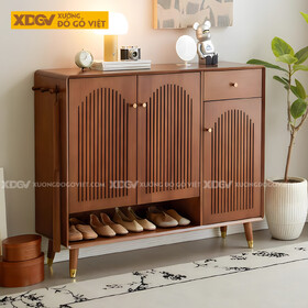 Tủ Giày Dép Gỗ Sồi Mỹ Cánh Nan Dọc Cong Vòm Chân Cao
