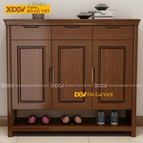 Tủ Giày Dép Gỗ Sồi Cánh Mở Pano Tay Nắm Bán Nguyệt