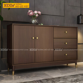 Tủ Giày MDF Mặt Phẳng Tay Nắm Và Chân Bọc Kim Loại Vàng