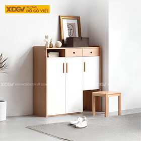 Tủ Gỗ Sồi Mỹ Cánh Sơn Trắng Có Ngăn Chứa Ghế Ngồi Thử...