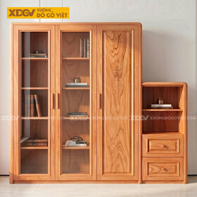 Tủ Hồ Sơ Tài Liệu Gỗ Gõ Đỏ Cánh Kính Kèm Hệ Tủ Con Lưu Trữ