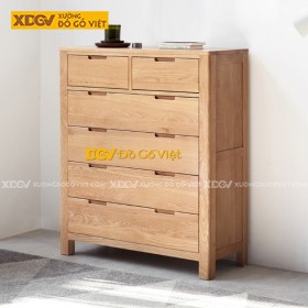 Tủ Ngăn Kéo Đứng Gỗ Sồi Mini Tay Nắm Âm Dạng Vuông Hiện...