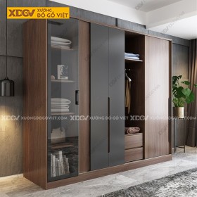 Tủ Quần Áo Gỗ MDF Công Nghiệp X1298