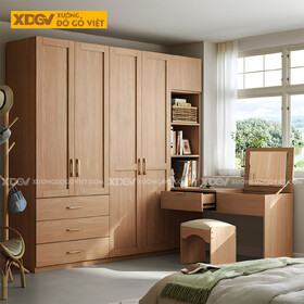 Tủ Quần Áo Gỗ Veneer Sồi Kết Hợp Bàn Trang Điểm Đa Năng