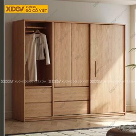 Tủ Quần Áo Gỗ Veneer Sồi X7282