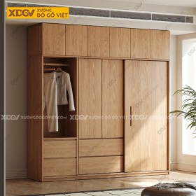 Tủ Quần Áo Gỗ Veneer Sồi X7283
