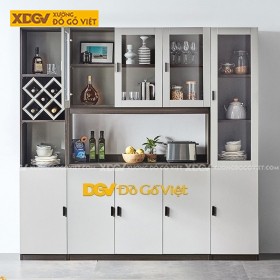 Tủ Đựng Rượu Phòng Khách Công Nghiệp Cánh Kính Mở