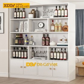 Tủ Rượu Gỗ MDF Công Nghiệp Màu Trắng 4 Tầng Kệ
