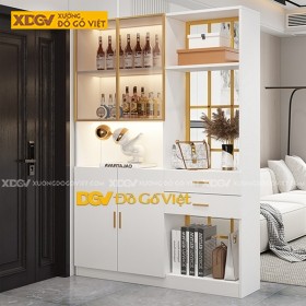 Tủ Rượu Phòng Khách Gỗ Công Nghiệp Sơn Trắng Hiện Đại