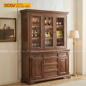 Tủ Rượu Gỗ Óc Chó Phong Cách Châu Âu Tân Cổ Điển Sang Trọng