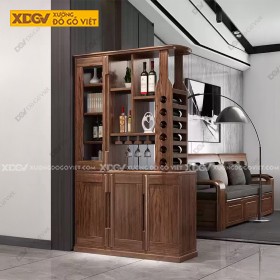 Tủ Rượu Nhiều Ngăn Chất Liệu Gỗ Sồi Sơn Màu Óc Chó